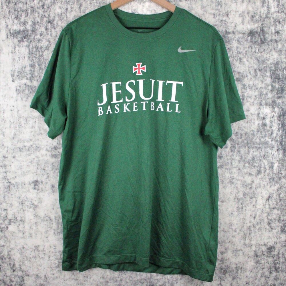Nike Dri Fit JESUIT BASKETBALL Mens Size XL T Shirt Green Short Sleeve Sports